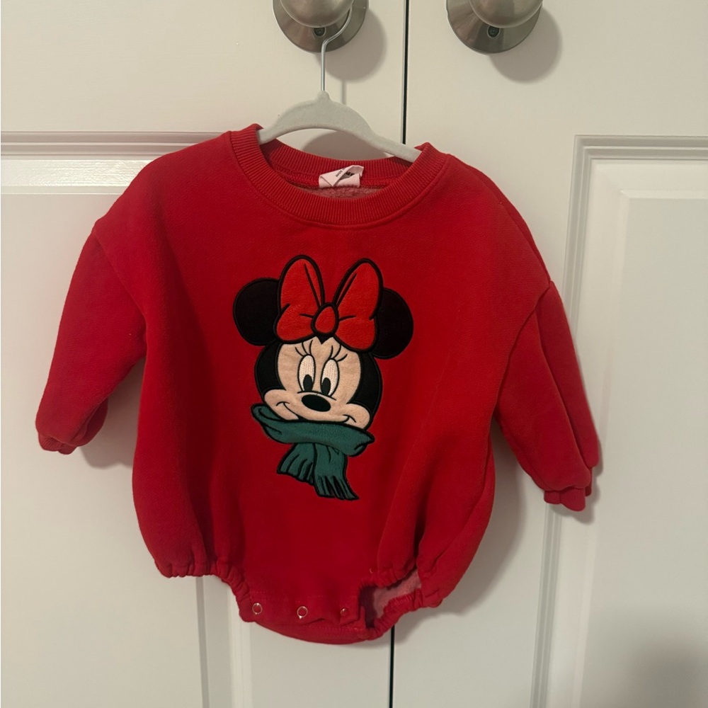 Aziel and Luca Christmas Minnie Mouse sweatshirt romper
